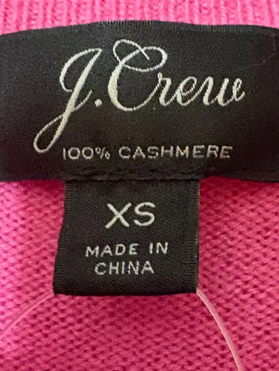 J Crew Sz XS Neon Pink 100% Cashmere Crew Neck Pullover Sweater NWT - Picture 4 of 4